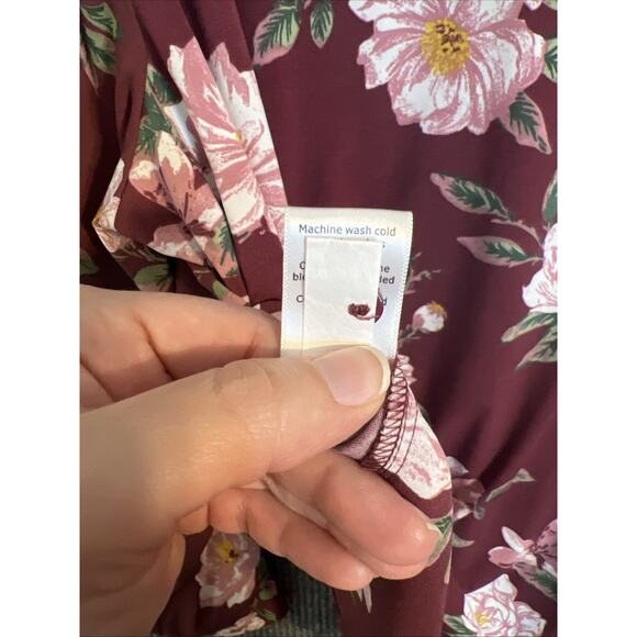 41 Hawthorn Womens Blouse Plus Size 2X Burgundy Floral Button Front Boho Office - Picture 8 of 10